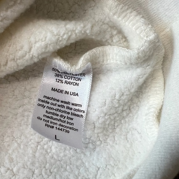 Daily Disco Embroidered Collar “Eat More Tacos” Cream Crewneck Sweatshirt Large - Picture 5 of 6